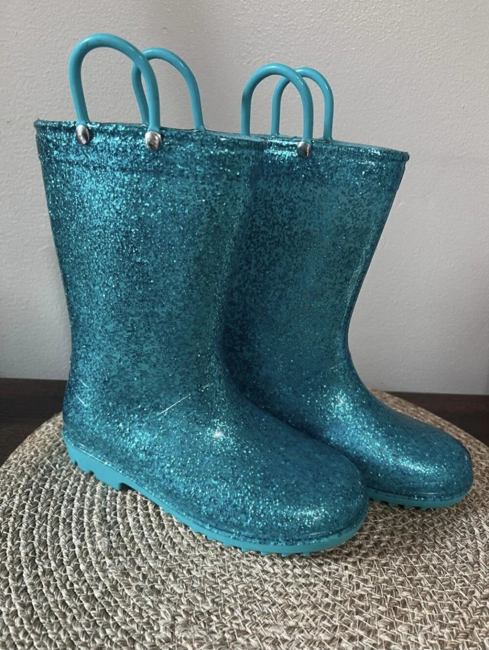 Lily of New York Glitter Rain Boots – Turquoise (Size 1 US)